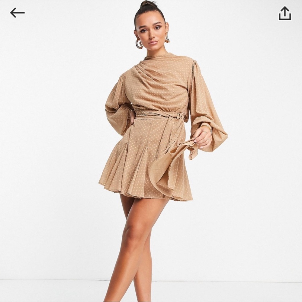 ASOS DESIGN high neck pleated mini dress